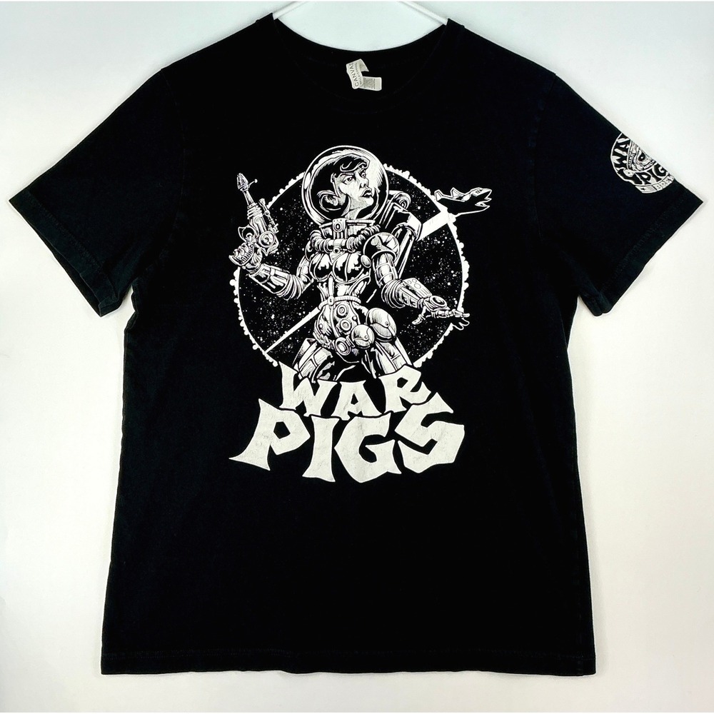War‎ Pigs Brewing Graphic Tee Size L Black Short Sleeve Futuristic